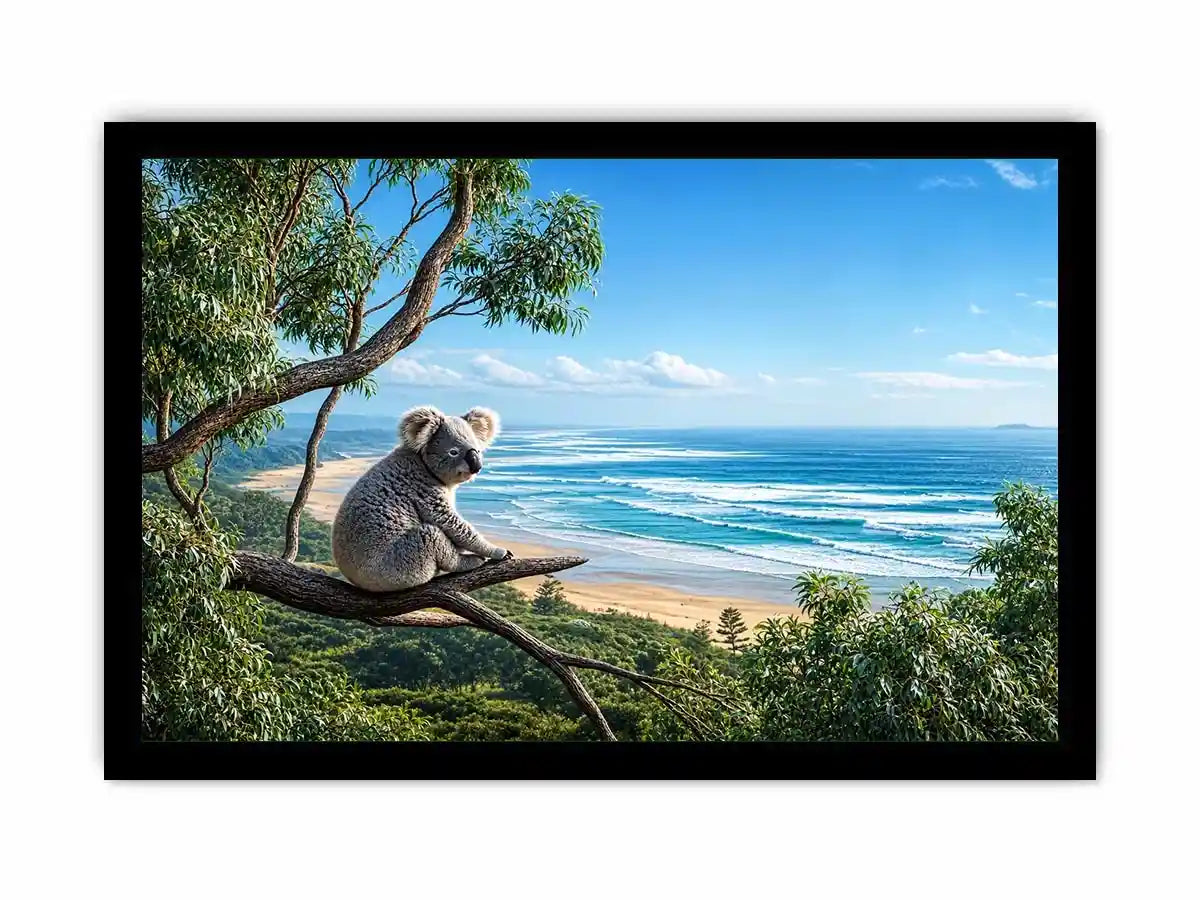 Coastal Dream Koala premium canvas wall art for modern home decor.