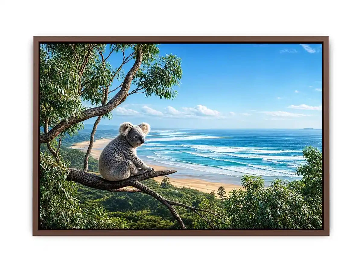 Coastal Dream Koala premium canvas wall art for modern home decor.