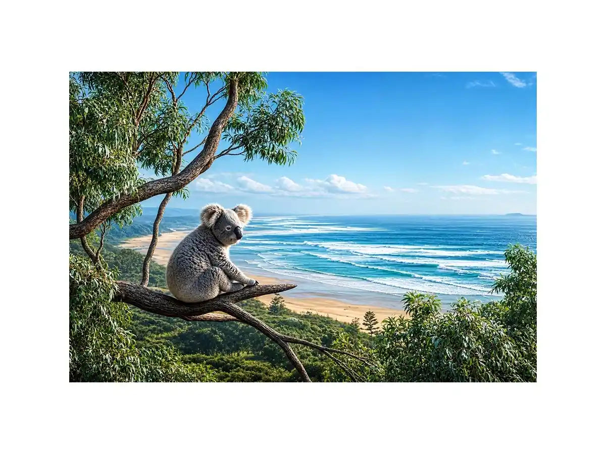 Coastal Dream Koala premium canvas wall art for modern home decor.