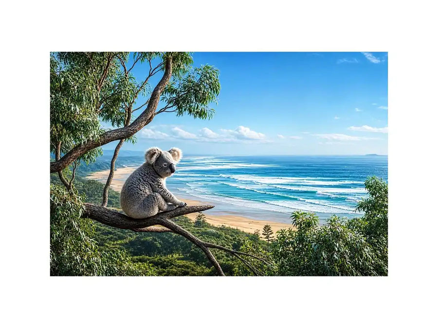 Coastal Dream Koala premium canvas wall art for modern home decor.