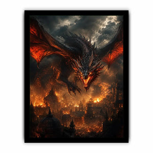 Infernal Dominion Dragon premium canvas wall art for modern home decor.