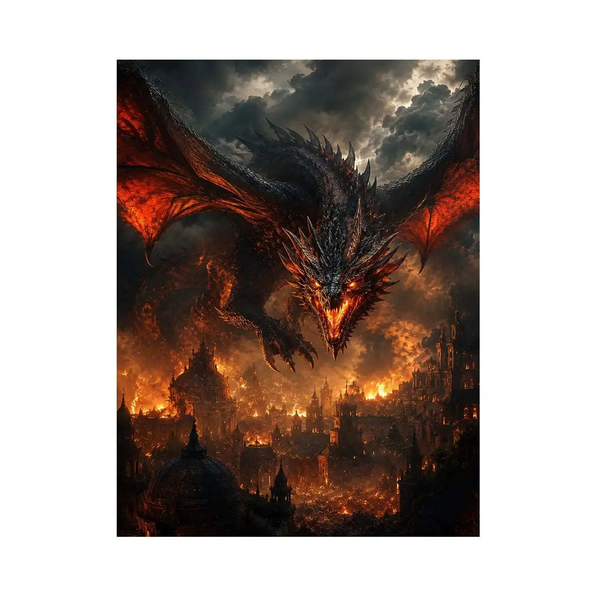 Infernal Dominion Dragon premium canvas wall art for modern home decor.
