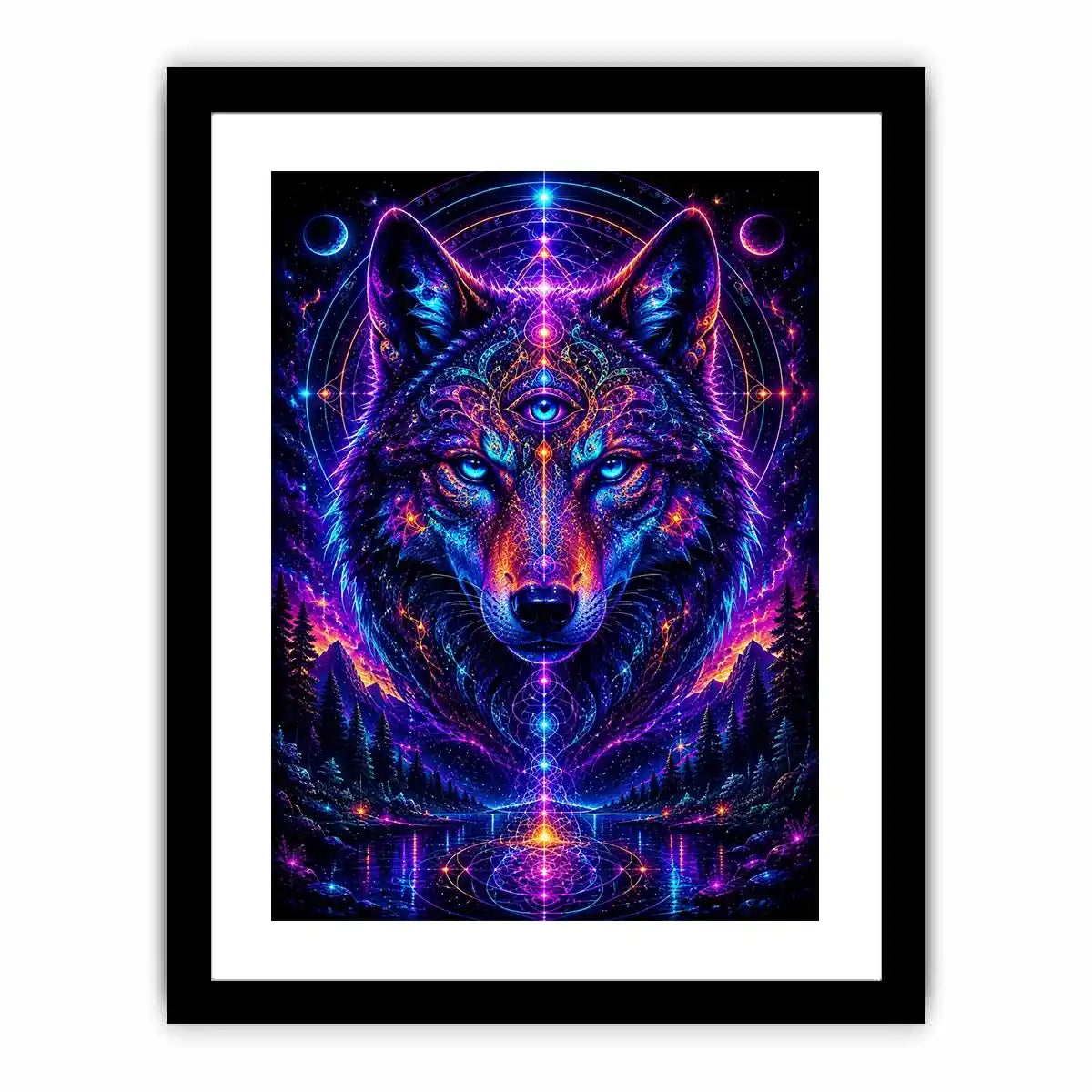 Mystic Cosmic Wolf Spirit premium canvas wall art for modern home decor.
