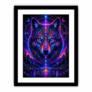 Mystic Cosmic Wolf Spirit premium canvas wall art for modern home decor.