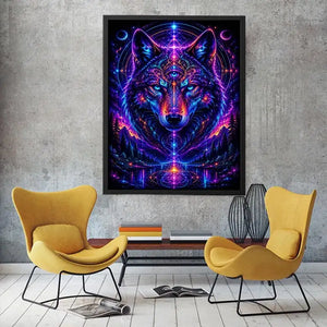 Mystic Cosmic Wolf Spirit premium canvas wall art for modern home decor.