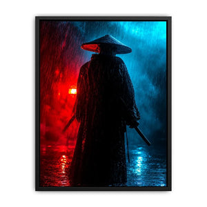 Shadow Ronin in Crimson Rain premium canvas wall art for modern home decor.