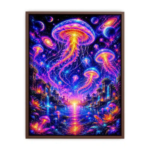 Surreal cosmic jellyfish canvas art for modern living room and luxury fantasy decor.