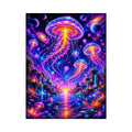 Surreal cosmic jellyfish canvas art for modern living room and luxury fantasy decor.
