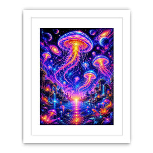 Surreal cosmic jellyfish canvas art for modern living room and luxury fantasy decor.