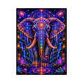 Mystical cosmic elephant canvas art with sacred geometry for modern living room decor.