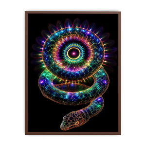 Neon serpent sacred geometry canvas art for modern luxury living room decor.