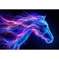 Cosmic neon horse canvas art for modern living room and luxury wall decor.