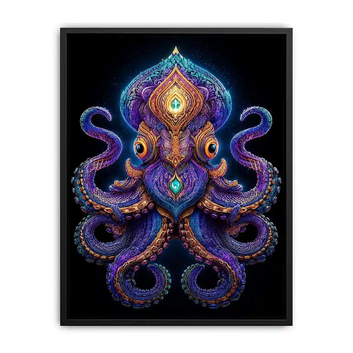 Intricate celestial octopus artwork with glowing psychedelic patterns and cosmic symbolism