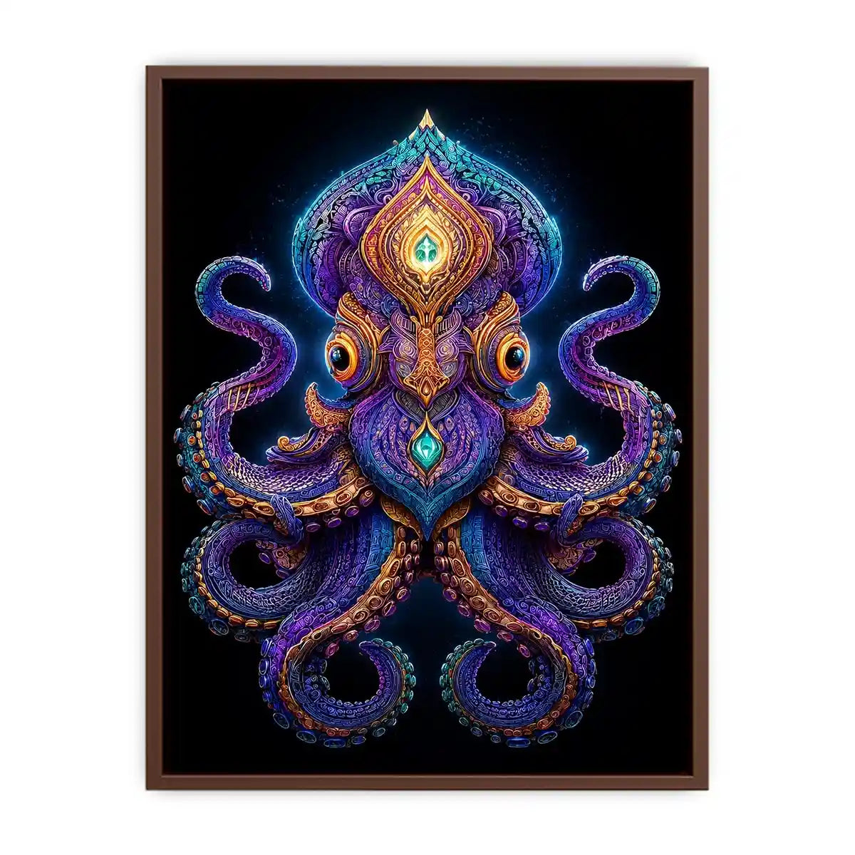 Intricate celestial octopus artwork with glowing psychedelic patterns and cosmic symbolism