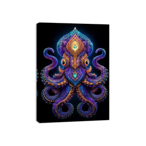 Intricate celestial octopus artwork with glowing psychedelic patterns and cosmic symbolism