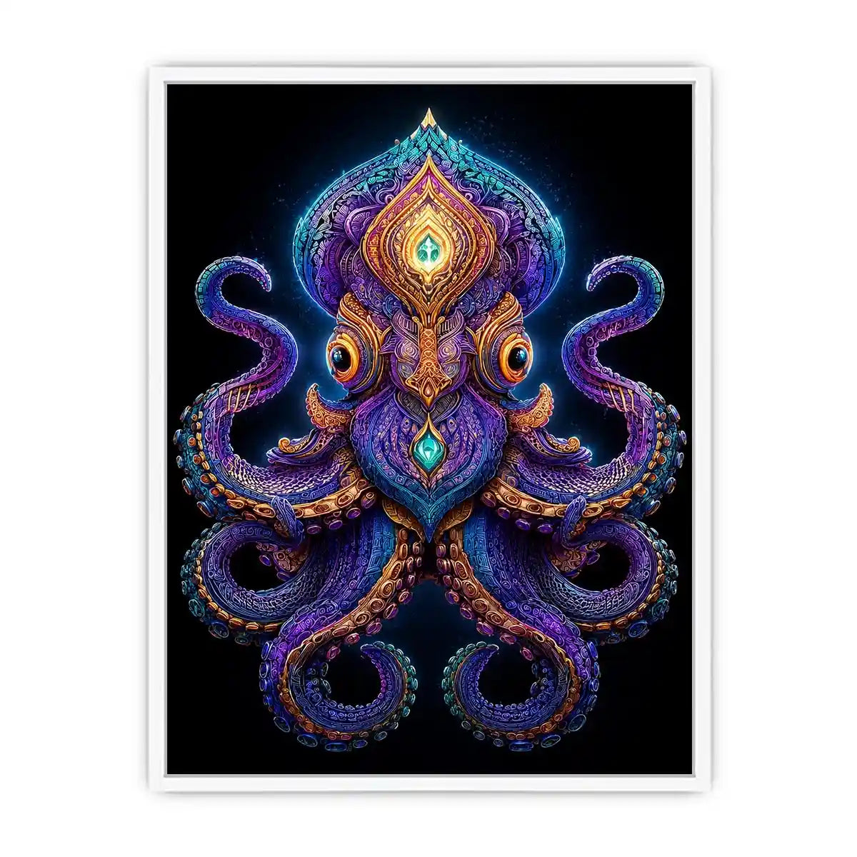 Intricate celestial octopus artwork with glowing psychedelic patterns and cosmic symbolism