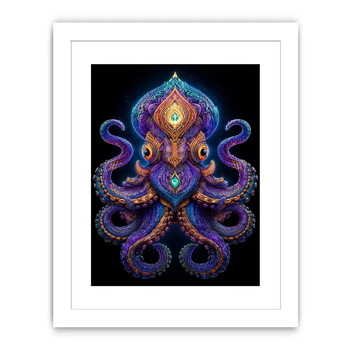 Intricate celestial octopus artwork with glowing psychedelic patterns and cosmic symbolism