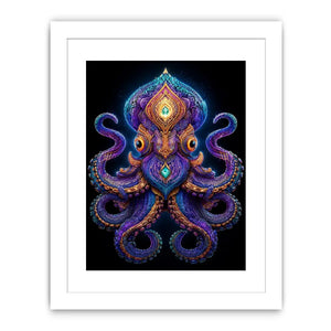 Intricate celestial octopus artwork with glowing psychedelic patterns and cosmic symbolism