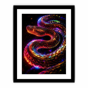 Neon cosmic serpent canvas art for modern living room decor