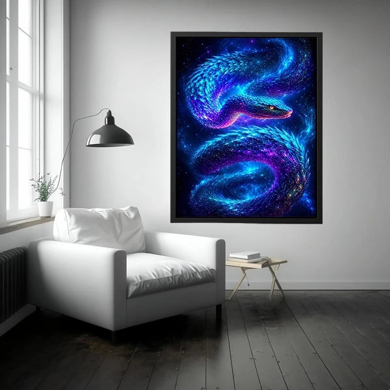 Galaxy serpent canvas art for modern living room decor
