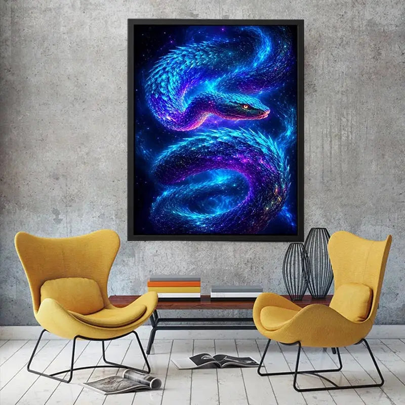 Galaxy serpent canvas art for modern living room decor