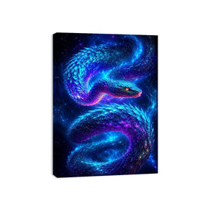 Galaxy serpent canvas art for modern living room decor