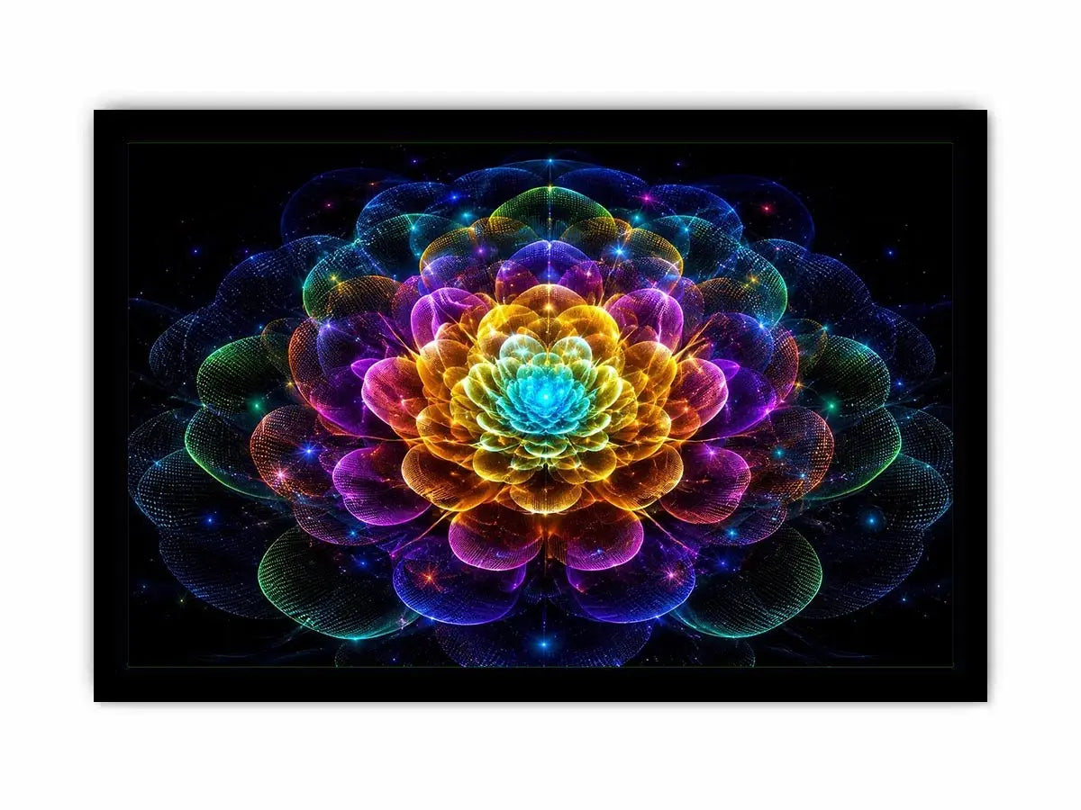 Sacred geometric flower canvas art for modern living room decor
