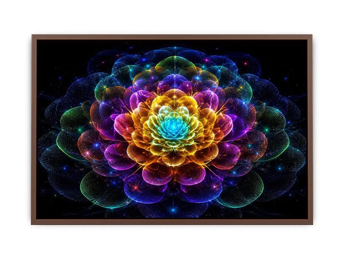 Sacred geometric flower canvas art for modern living room decor