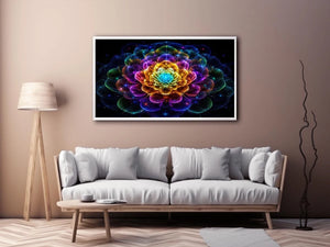 Sacred geometric flower canvas art for modern living room decor