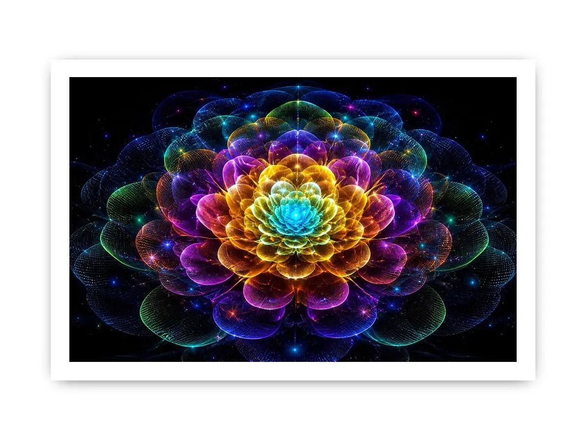 Sacred geometric flower canvas art for modern living room decor