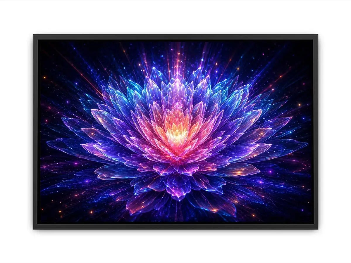 Crystal lotus bloom canvas art for modern living room decor