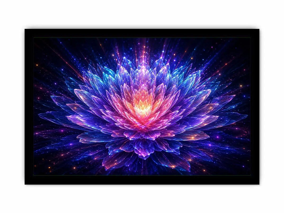 Crystal lotus bloom canvas art for modern living room decor
