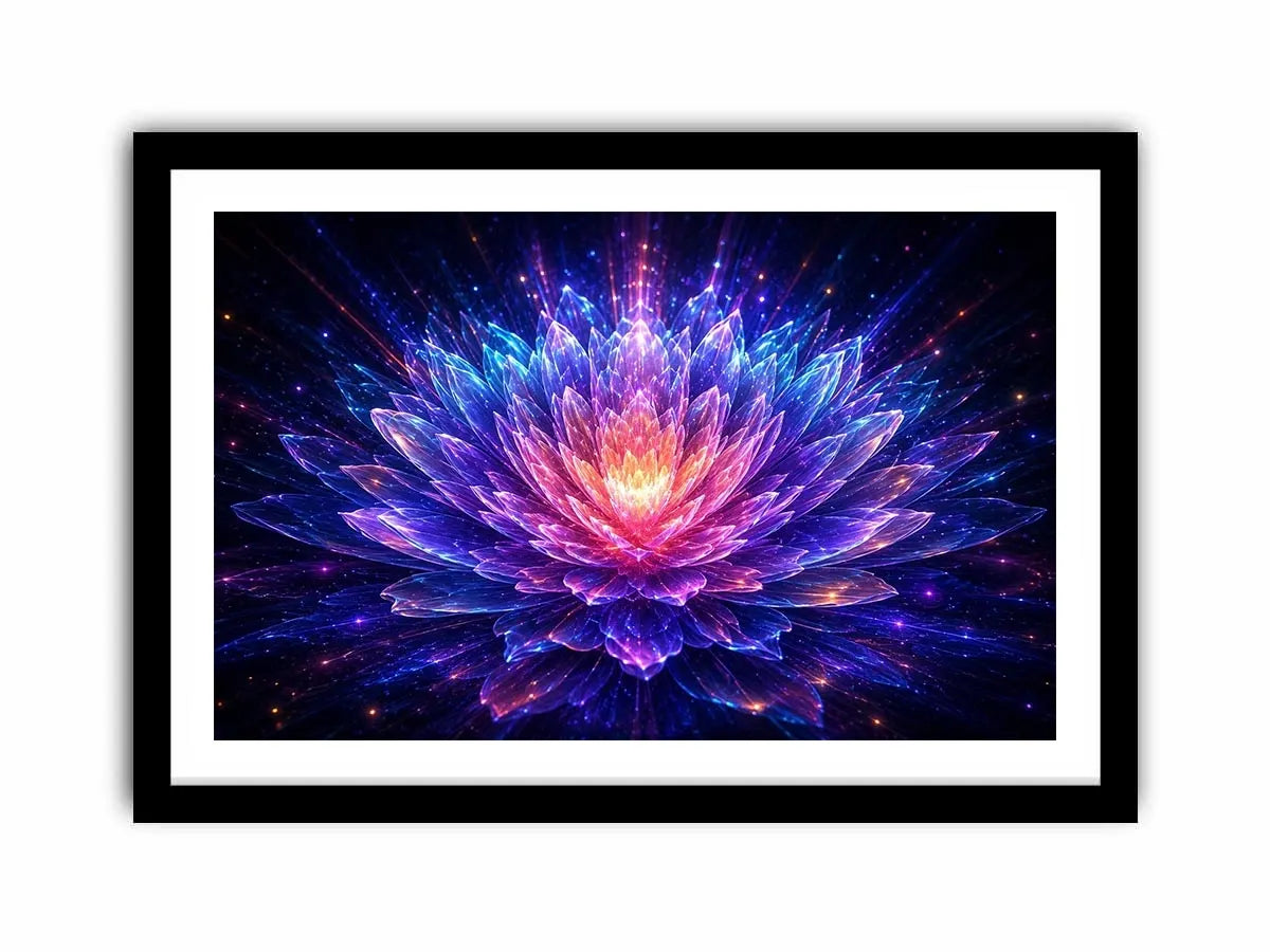 Crystal lotus bloom canvas art for modern living room decor