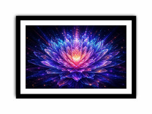 Crystal lotus bloom canvas art for modern living room decor