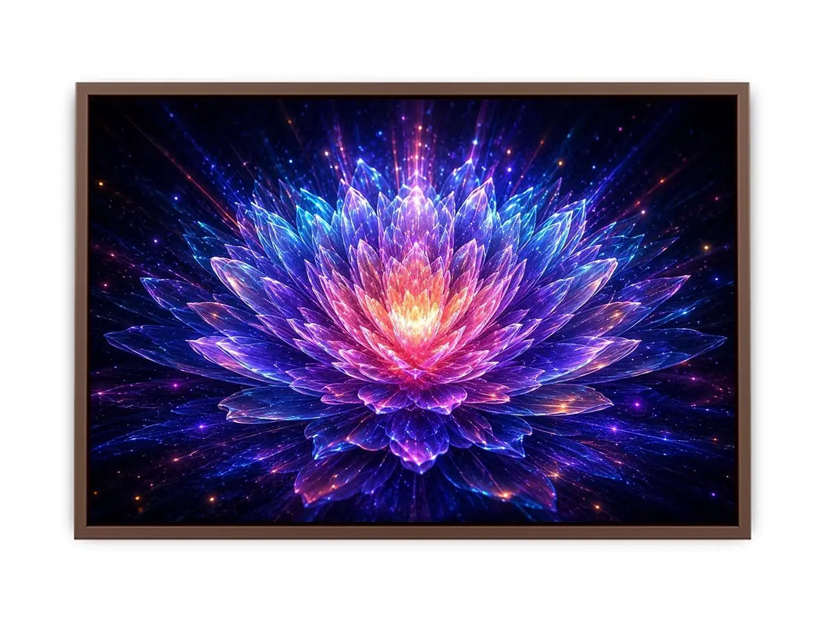 Crystal lotus bloom canvas art for modern living room decor