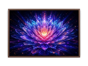 Crystal lotus bloom canvas art for modern living room decor