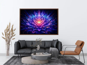 Crystal lotus bloom canvas art for modern living room decor
