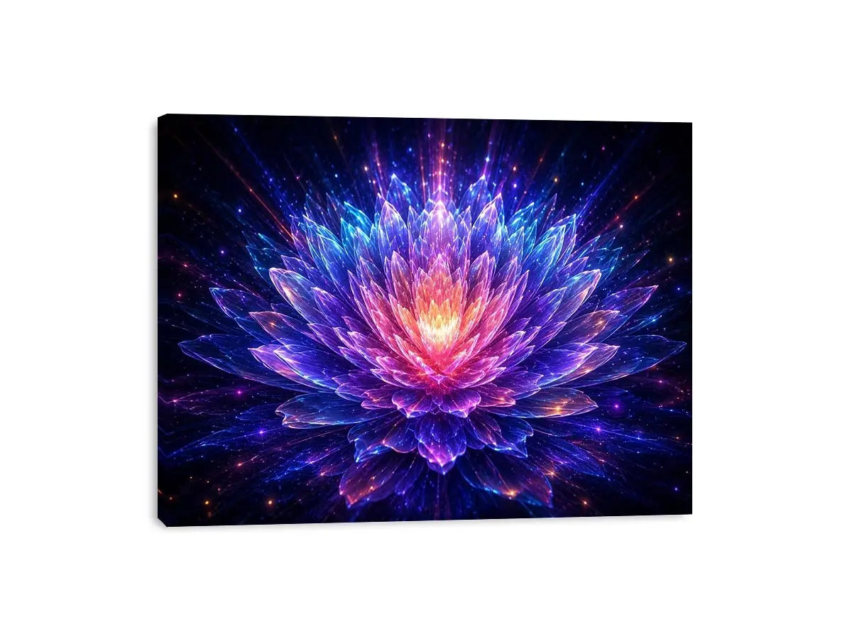 Crystal lotus bloom canvas art for modern living room decor