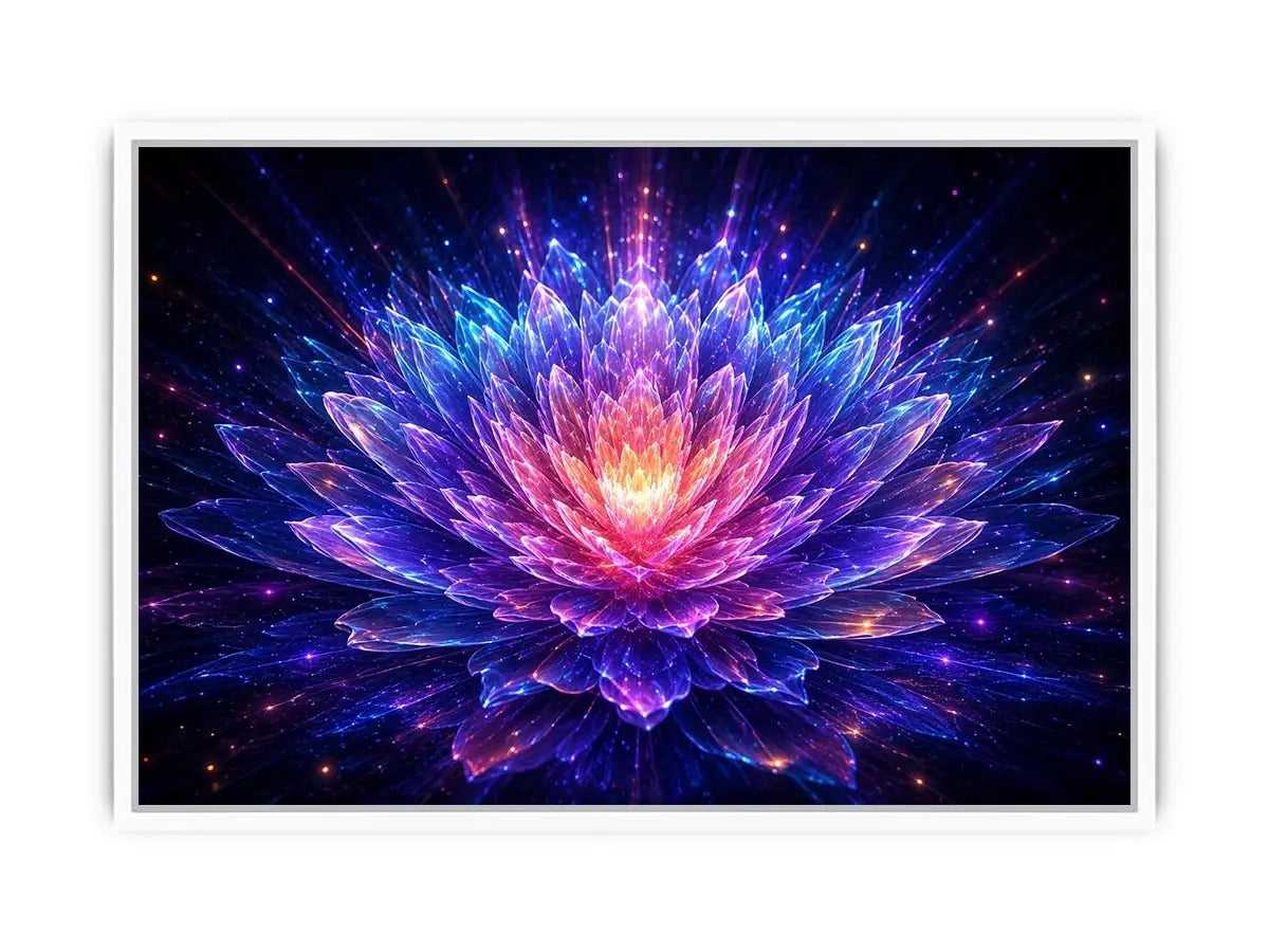 Crystal lotus bloom canvas art for modern living room decor