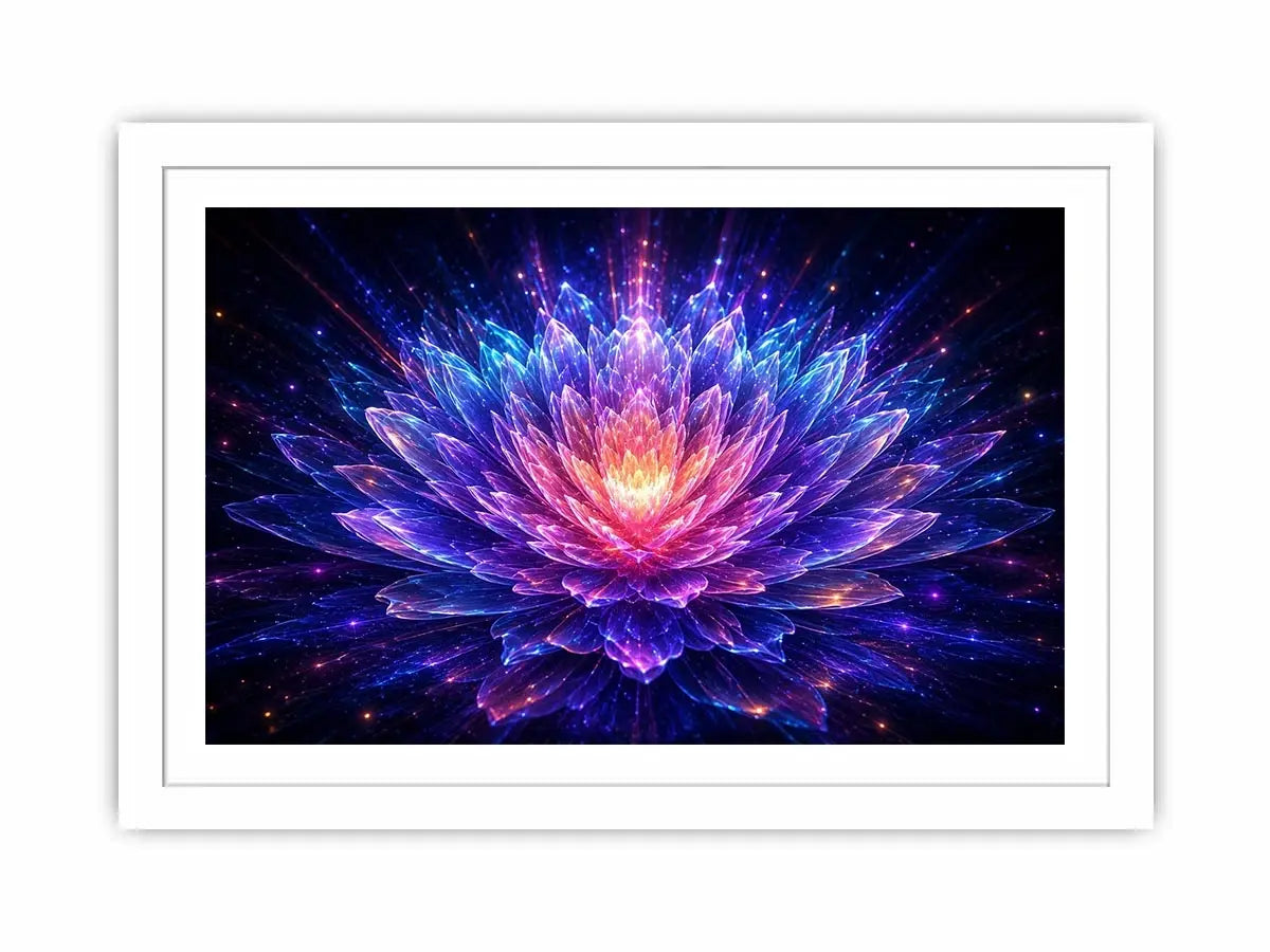 Crystal lotus bloom canvas art for modern living room decor