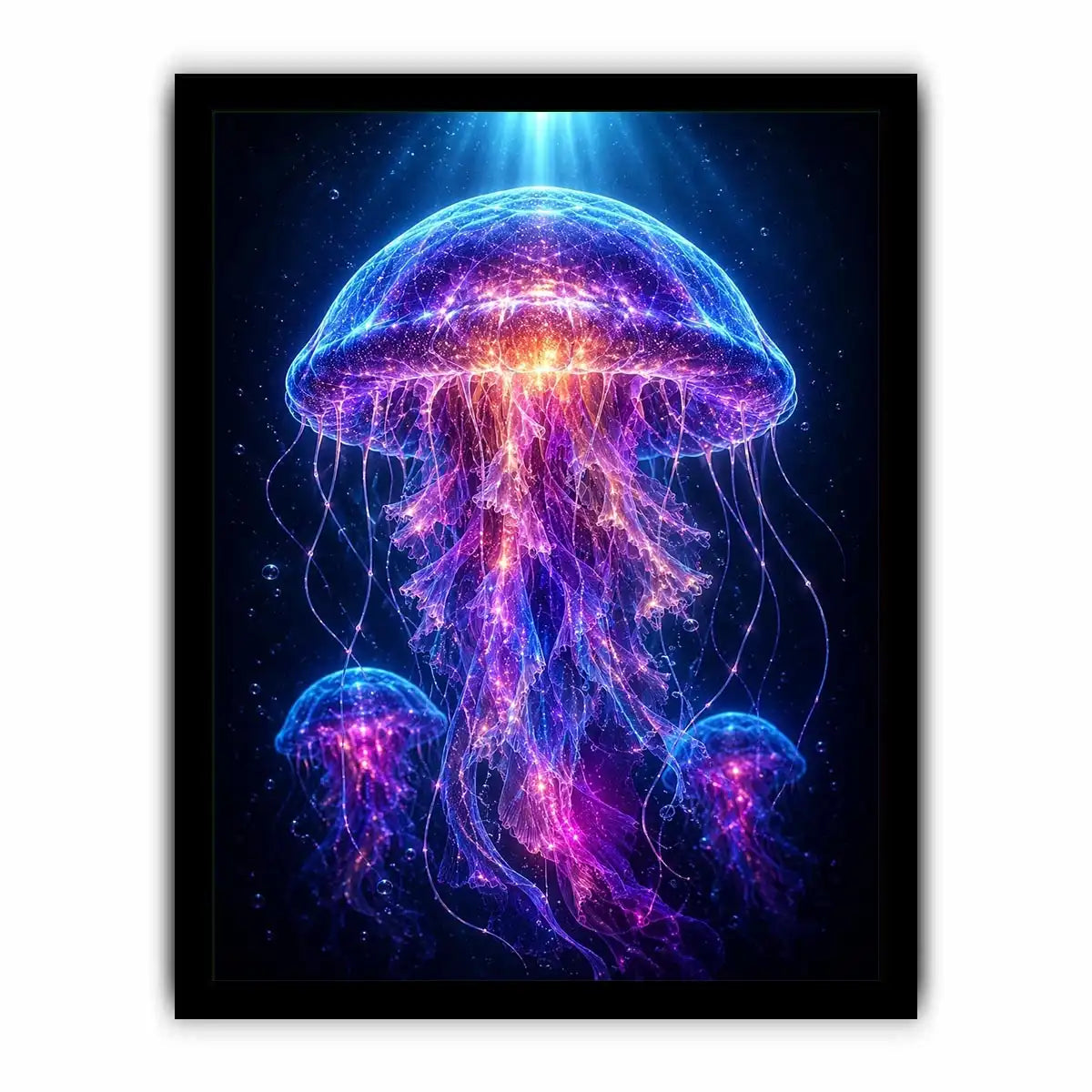 Glowing jellyfish canvas art for modern living room decor