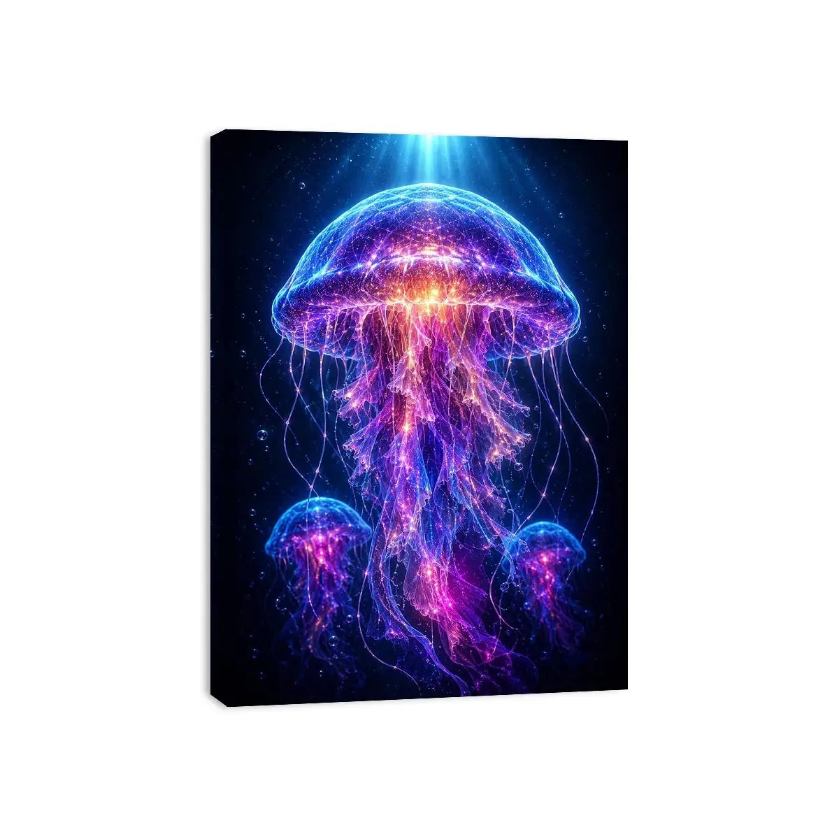 Glowing jellyfish canvas art for modern living room decor