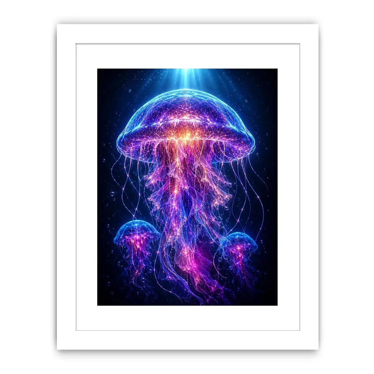 Glowing jellyfish canvas art for modern living room decor