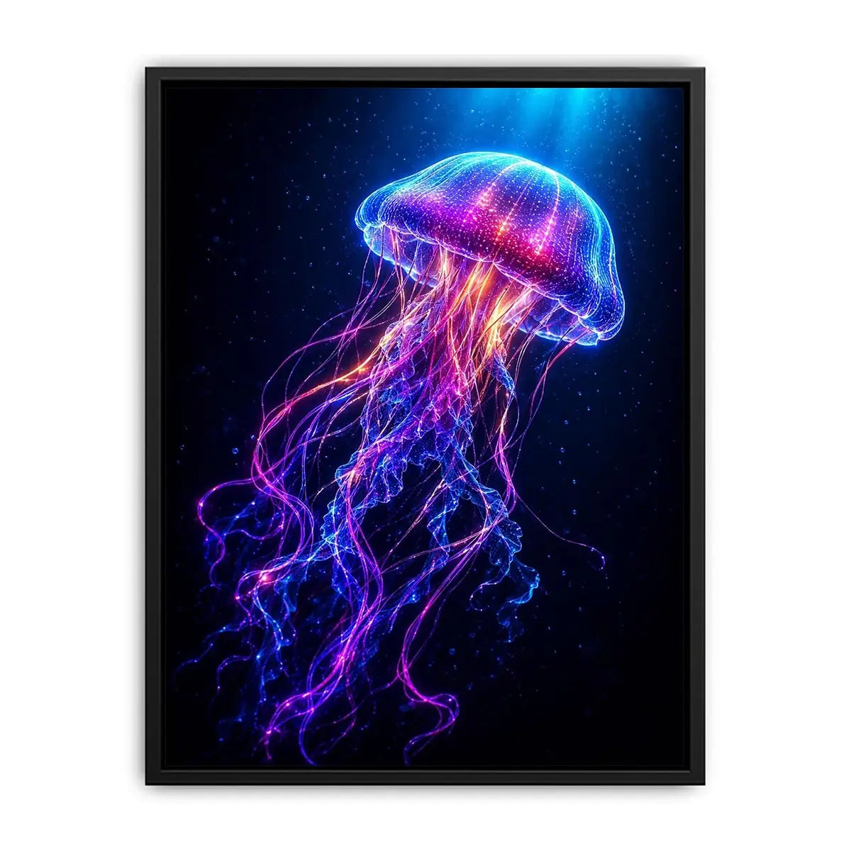 Bioluminescent jellyfish canvas art for modern living room decor