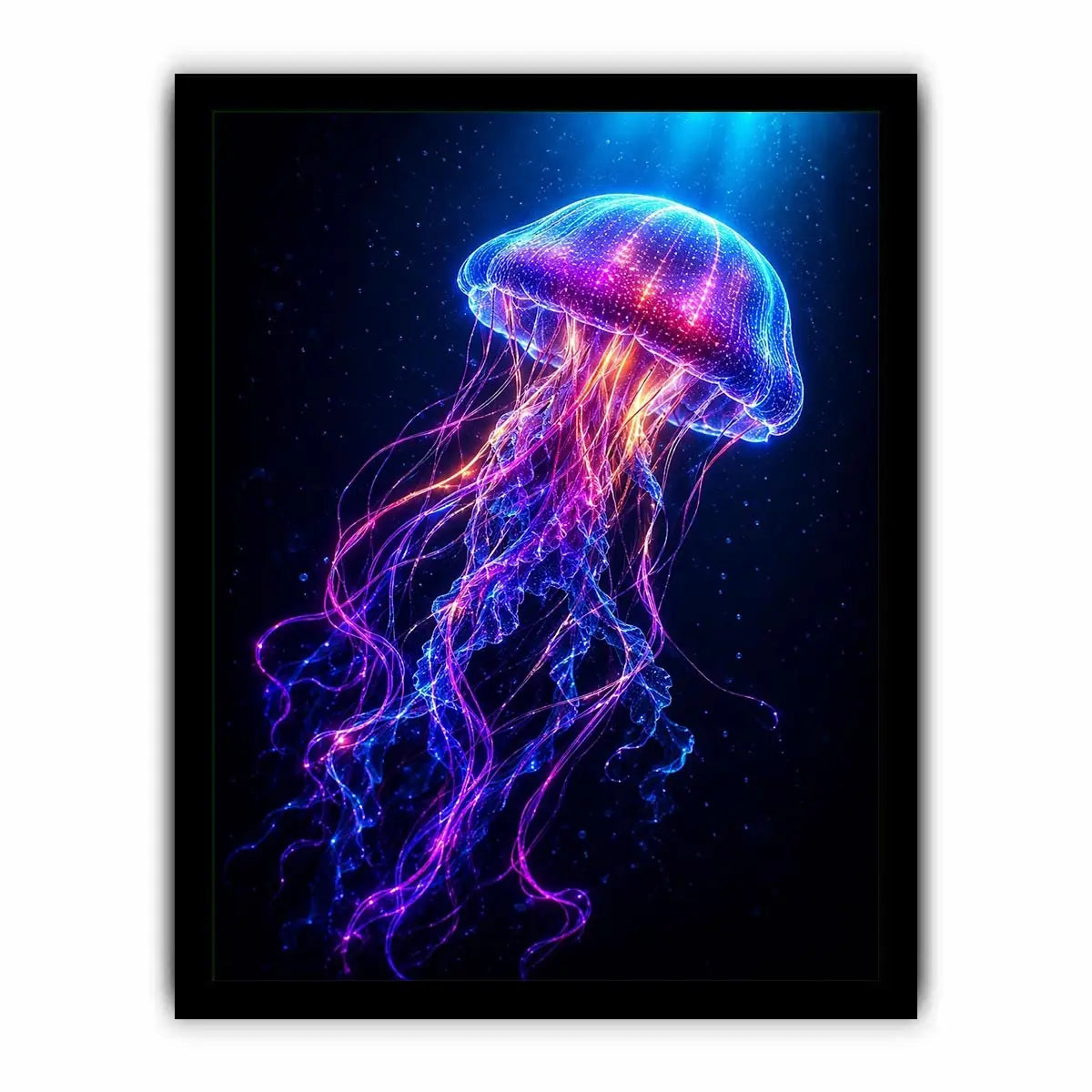 Bioluminescent jellyfish canvas art for modern living room decor
