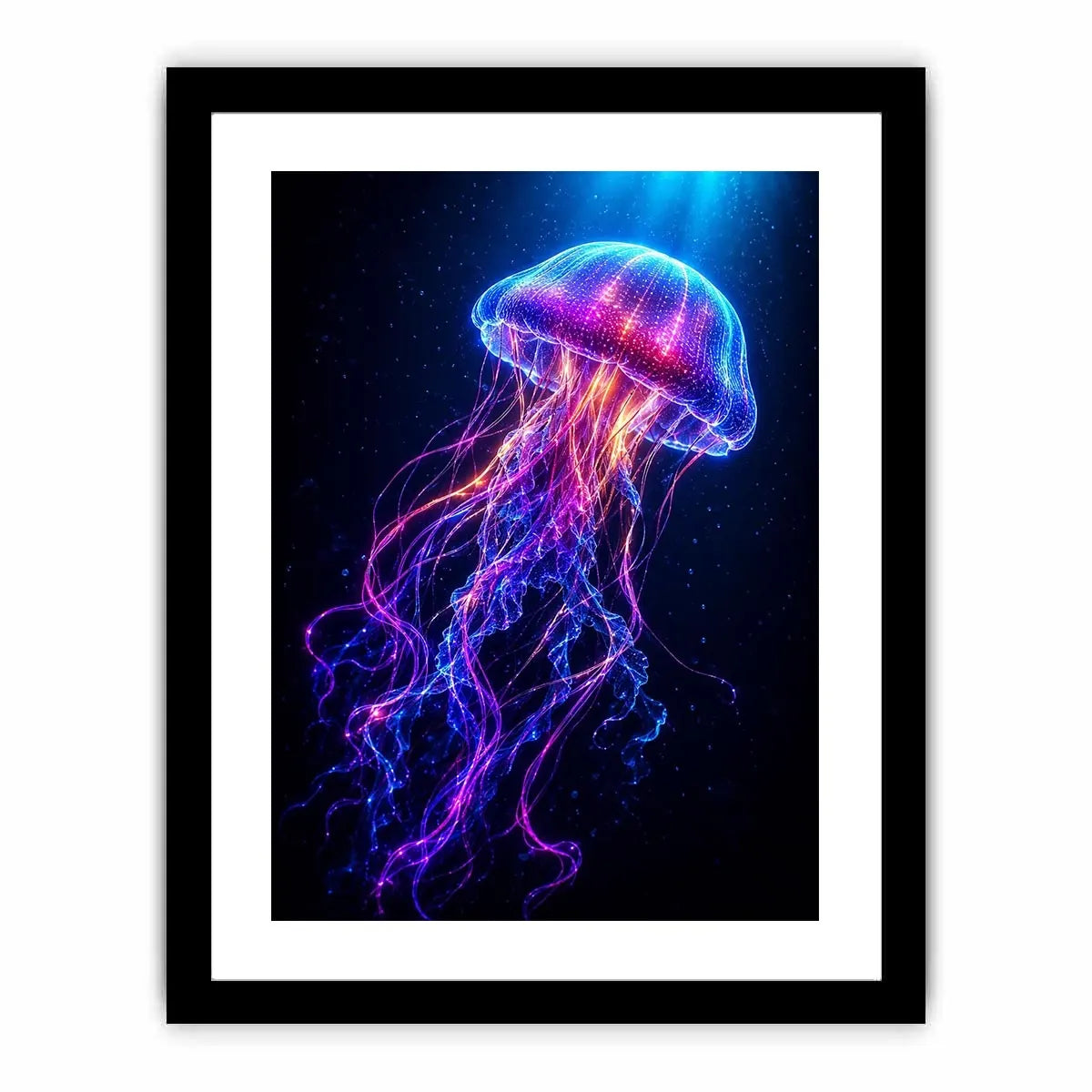 Bioluminescent jellyfish canvas art for modern living room decor