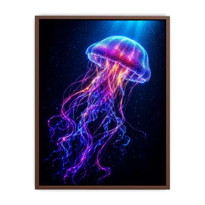 Bioluminescent jellyfish canvas art for modern living room decor