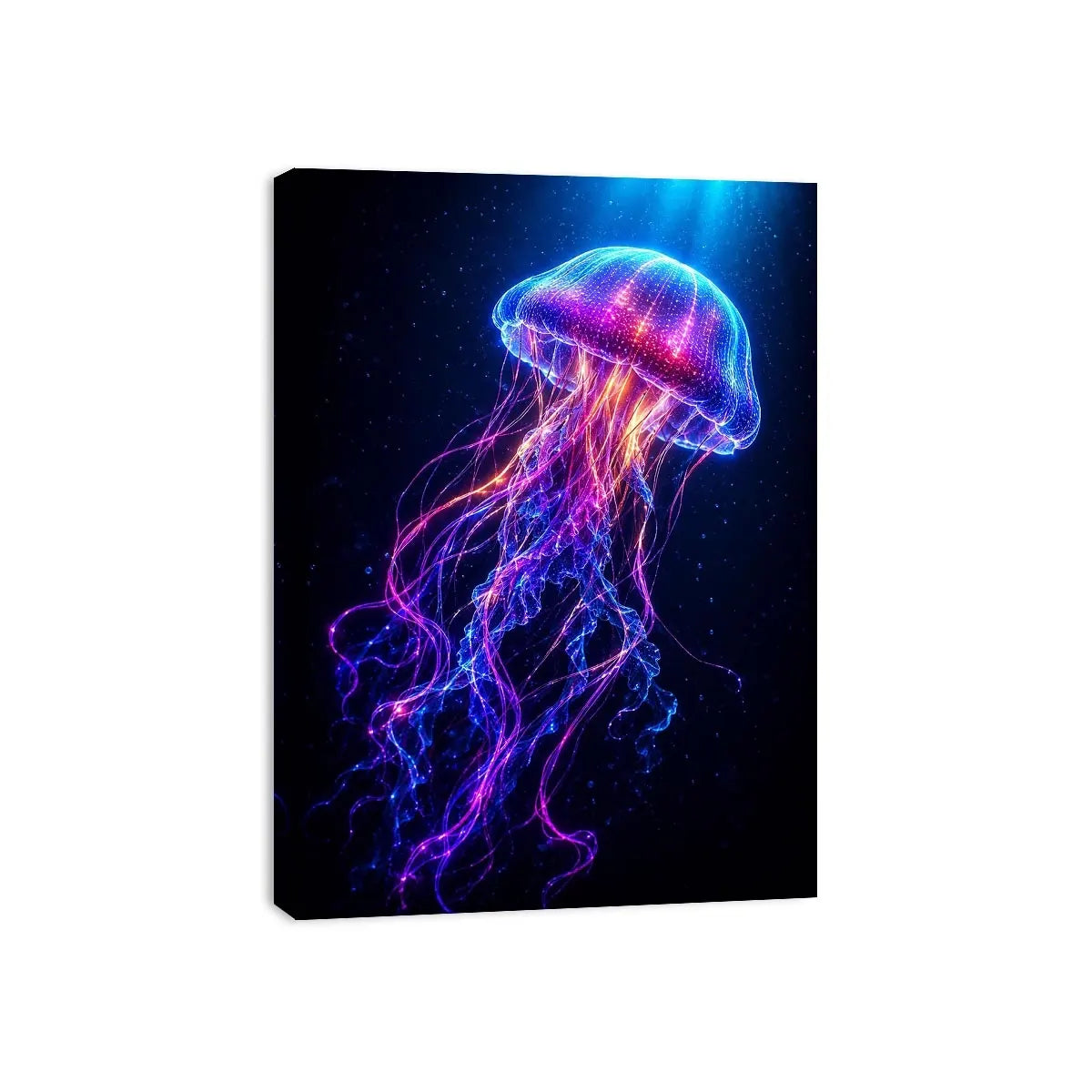 Bioluminescent jellyfish canvas art for modern living room decor