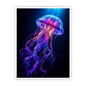 Bioluminescent jellyfish canvas art for modern living room decor