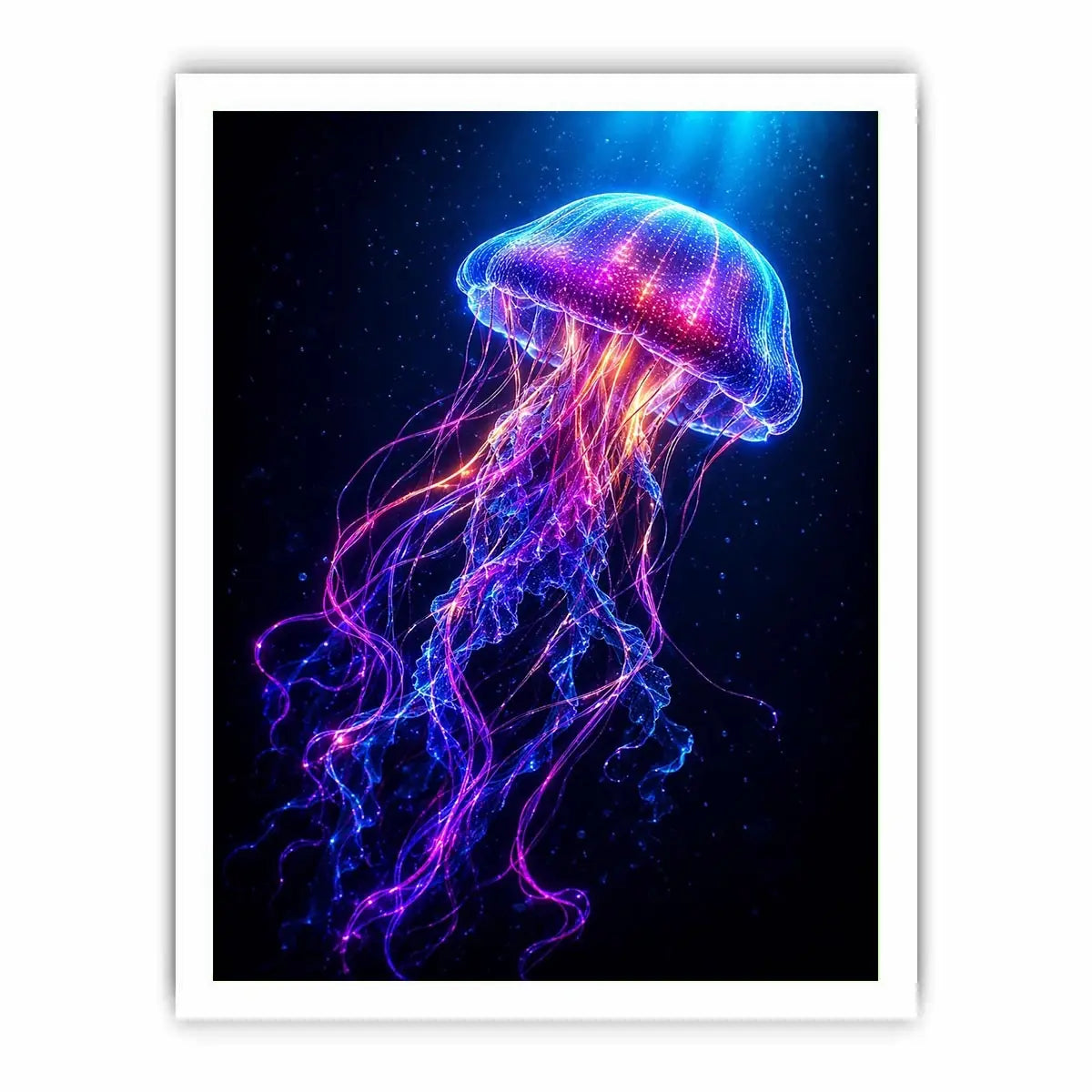 Bioluminescent jellyfish canvas art for modern living room decor